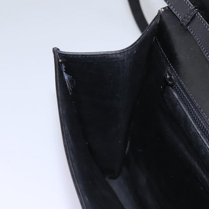 Celine Vintage Circle Logo Crossbody Bag Leather, BLACK, LEATHER, Crossbody bag