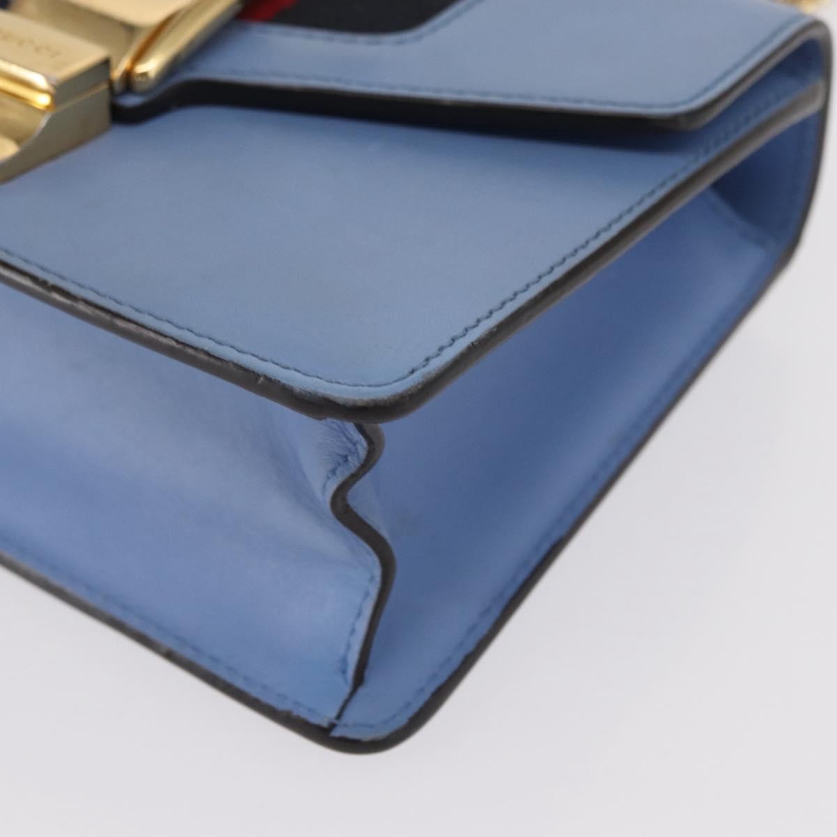 Gucci Sylvie Chain Shoulder Bag Leather, BLUE, LEATHER, Shoulder bag