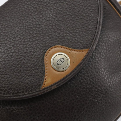 Christian Dior Vintage CD Flap Shoulder Bag Leather, BROWN, LEATHER, Shoulder bag