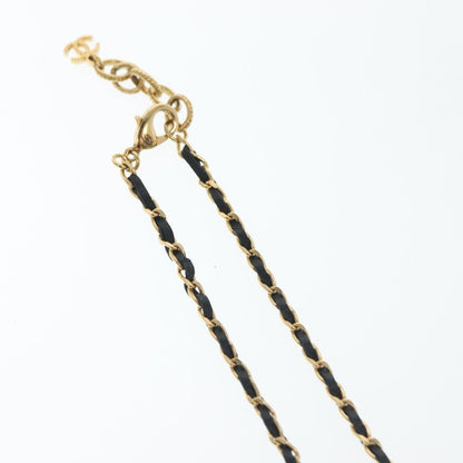 "Chanel CC Perfume Bottle Pendant Chain Long Necklace Metal with Leather, Crystals and Faux Pearl", GOLD, METAL, Necklace