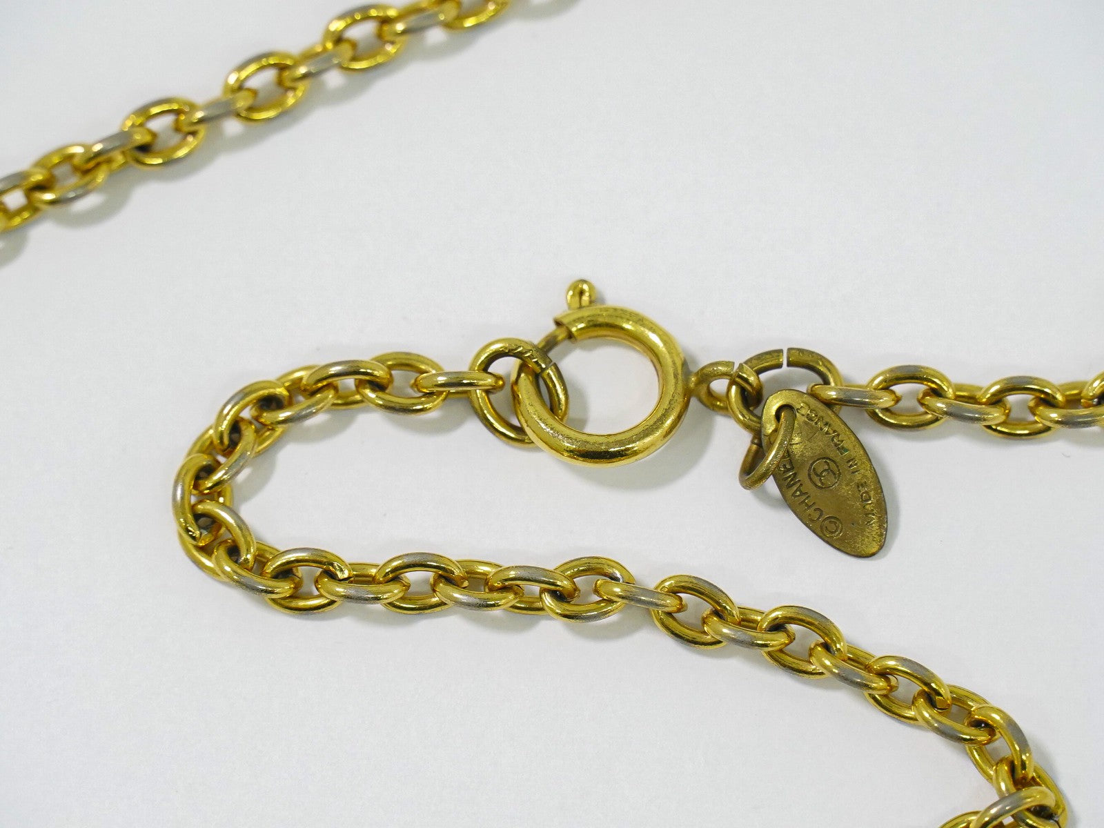 Chanel Vintage CC Pendent Necklace Plated Metal, GOLD, GOLD_PLATED, Necklace