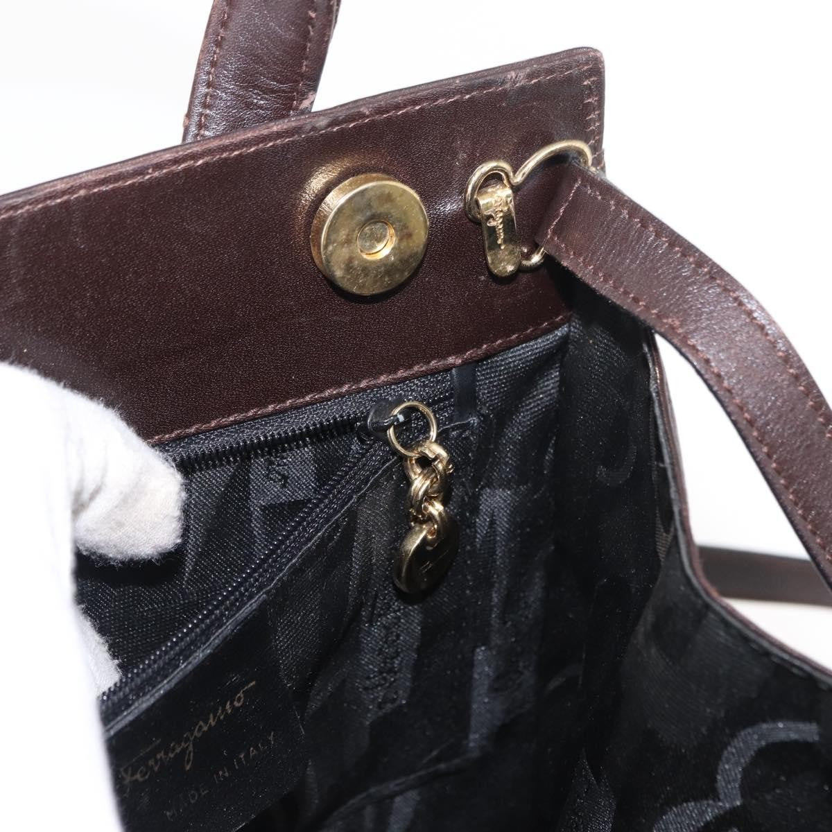 Salvatore Ferragamo Convertible Vara Bow Tote Leather, BROWN, LEATHER, Handbag