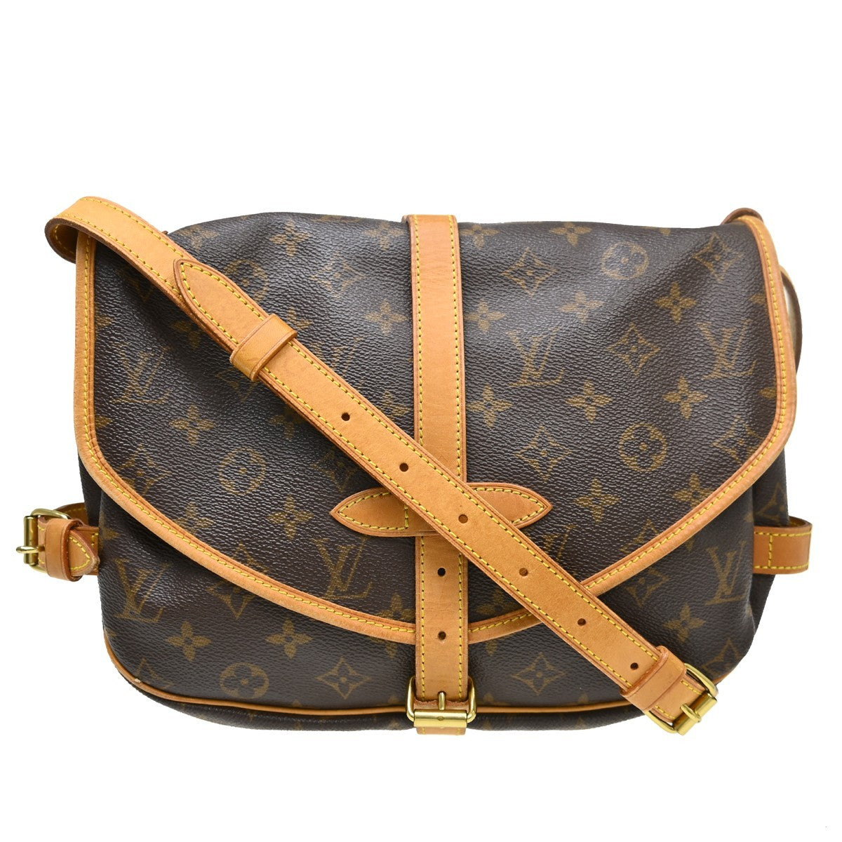 Louis Vuitton Saumur Handbag Monogram Canvas, Brown, Canvas, Shoulder Bag