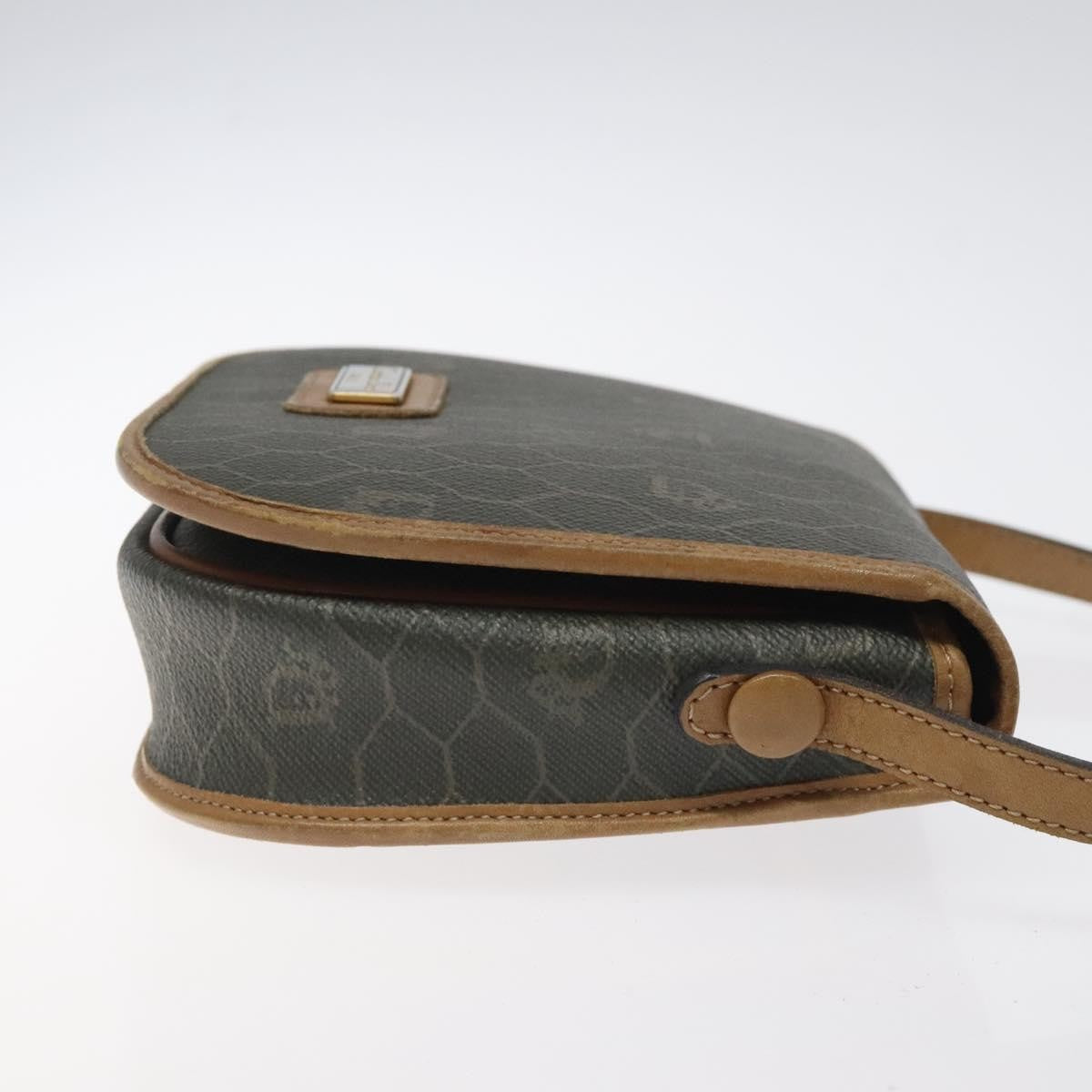 Christian Dior Vintage Honeycomb Flap Crossbody Bag Coated Canvas, BROWN, CANVAS, Crossbody bag