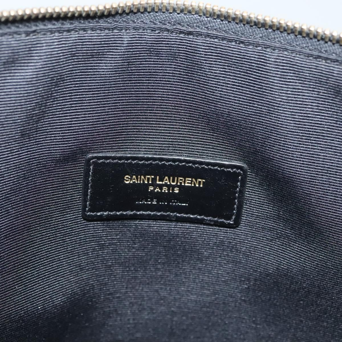 Saint Laurent Zip Pouch Monogram Canvas, BROWN, PVC, Clutche & pouche