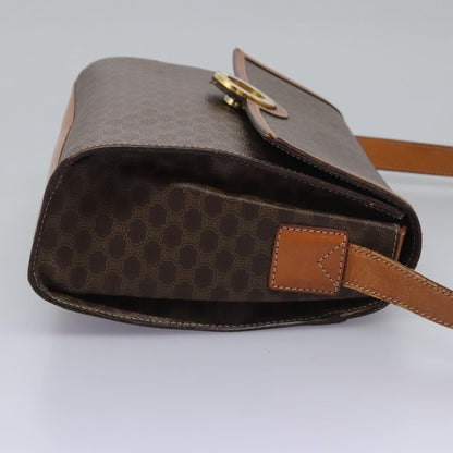 Celine Vintage Macadam Circle Logo Shoulder Bag Canvas and Leather, BROWN, CANVAS, Shoulder bag