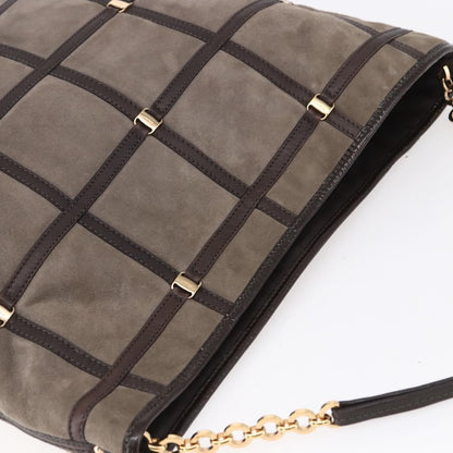 Salvatore Ferragamo Vala Shoulder Bag Suede, BROWN, SUEDE, Shoulder bag