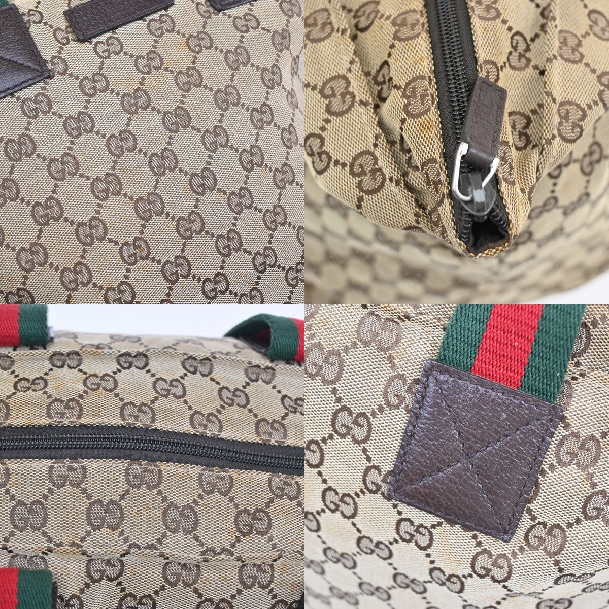 Gucci Web Zip Tote GG Canvas, BROWN, CANVAS, Tote bag