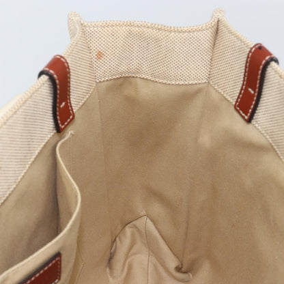 Chloe Woody Tote Canvas with Leather, BEIGE, CANVAS, Tote bag