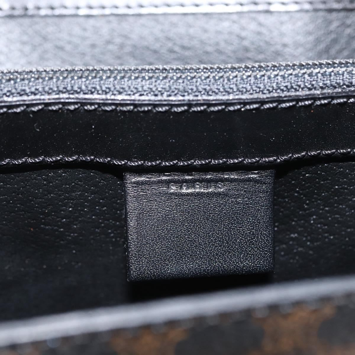 Celine Vintage Convertible Top Handle Bag Macadam Coated Canvas, Black, Canvas, Handbag