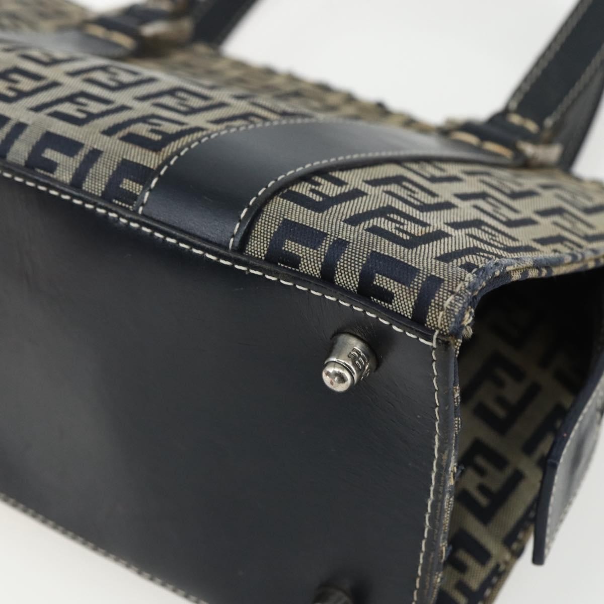 Fendi Vintage Satchel Zucchino Canvas, NAVY, CANVAS, Handbag