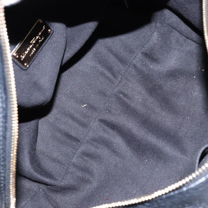 Salvatore Ferragamo Gancini handbag Leather, BLACK, LEATHER, Handbag