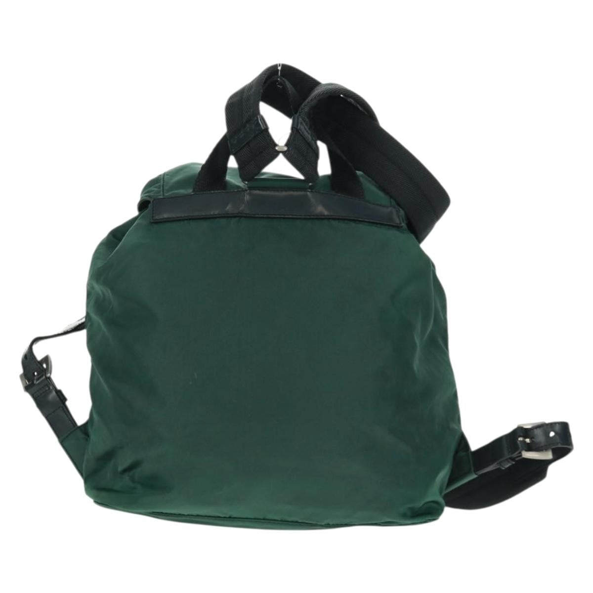 Prada Vela Double Front Pocket Backpack Tessuto with Saffiano Leather, GREEN, NYLON, Backpack