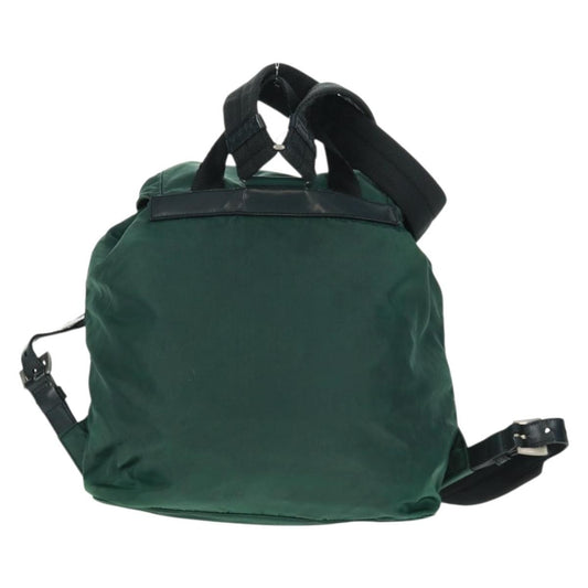 Prada Vela Double Front Pocket Backpack Tessuto with Saffiano Leather, GREEN, NYLON, Backpack