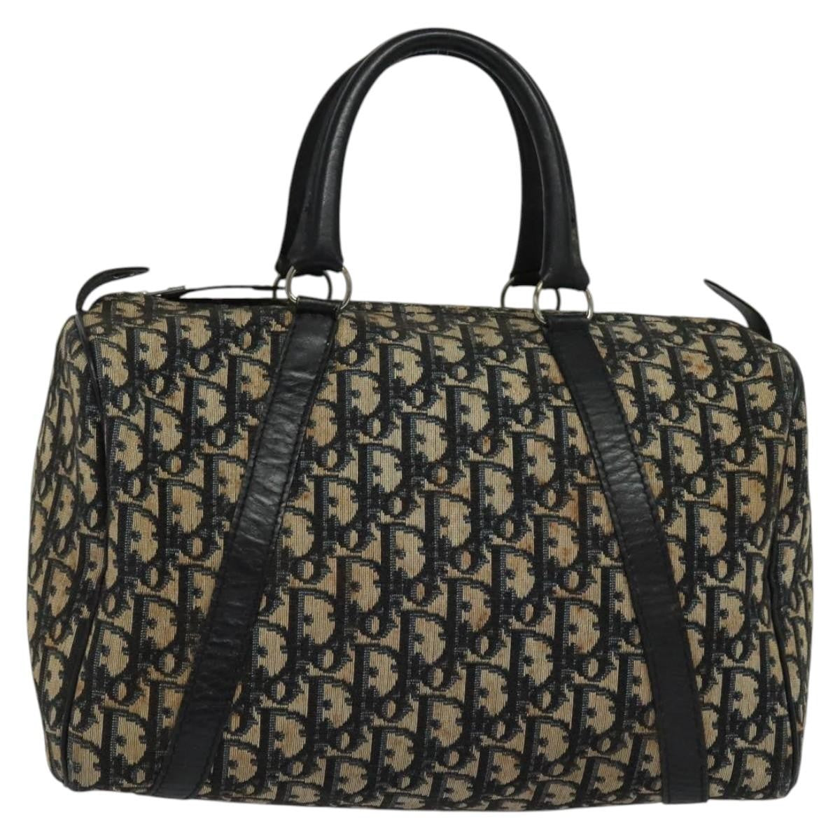 Christian Dior Vintage Trotter Boston Bag Diorissimo Canvas, NAVY, CANVAS, Handbag