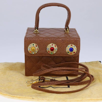 Fendi Vanity Clutch Leather, BROWN, LEATHER, Handbag