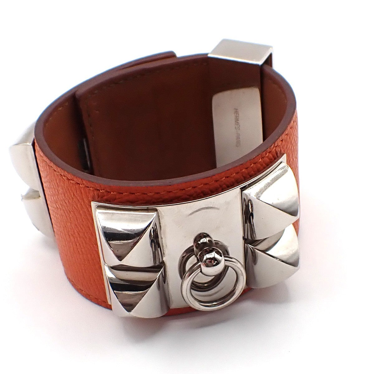Hermes Collier de Chien Bracelet Leather, Orange, Leather, Bracelet