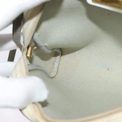 Christian Dior Vintage Honeycomb Zip Pouch Coated Canvas, WHITE, LEATHER, Clutche & pouche