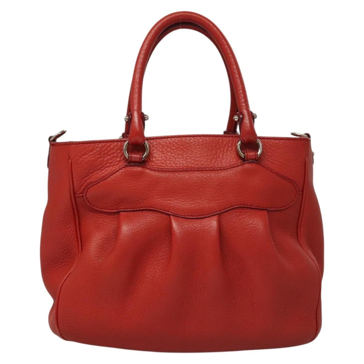 Salvatore Ferragamo Gancini handbag Leather, RED, LEATHER, Handbag