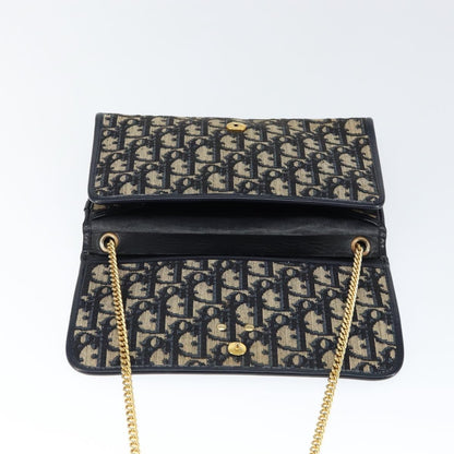 Christian Dior Vintage Trotter Shoulder Bag Canvas, NAVY, CANVAS, Shoulder bag