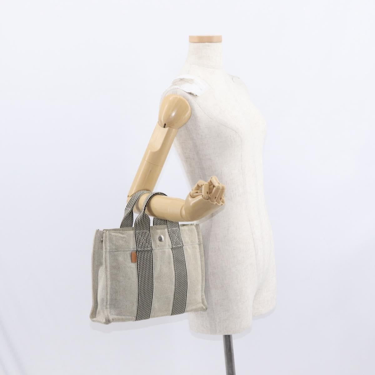 Hermes Fourre Tout Tote Canvas, GRAY, CANVAS, Tote bag