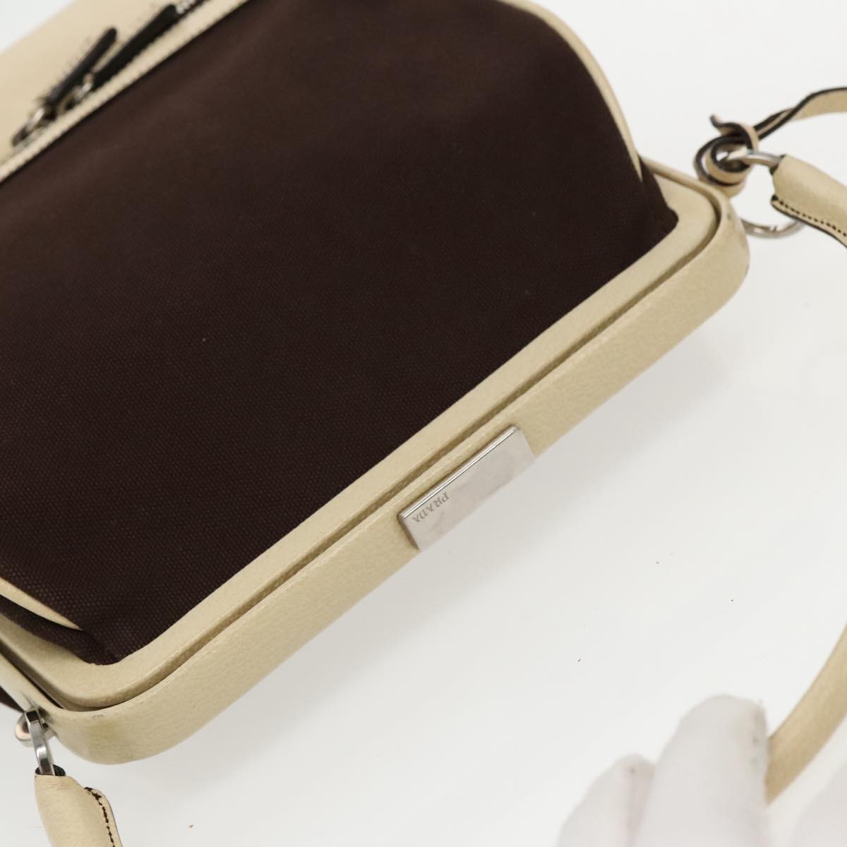 Prada Vintage Handbag Canvas, BROWN, CANVAS, Handbag