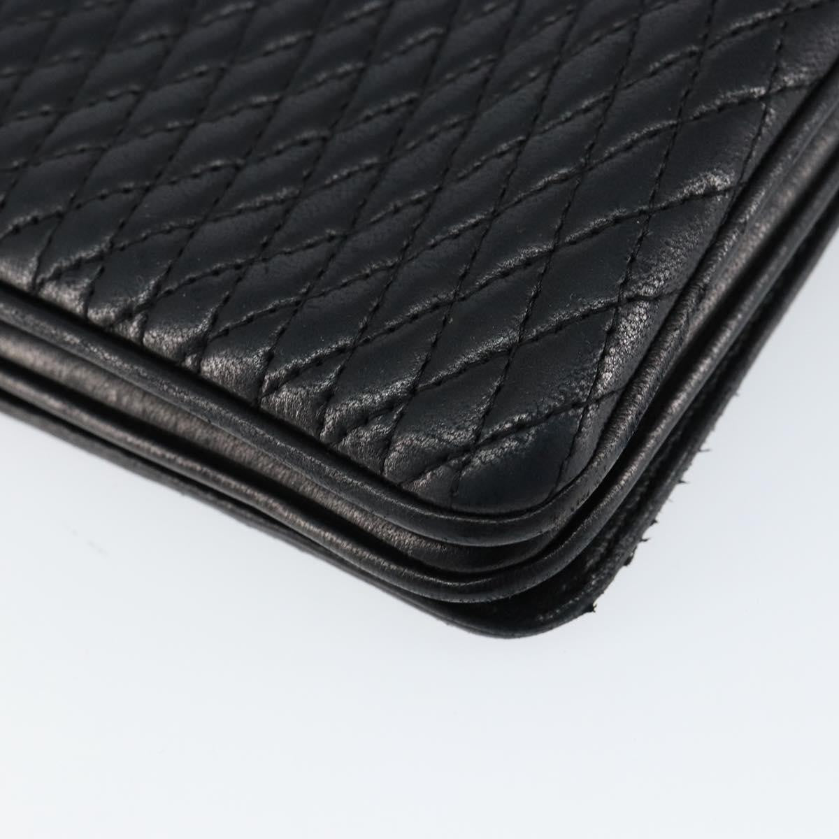 Bally Vintage Chain Shoulder Bag Quilted Leather, BLACK, LEATHER, Shoulder bag