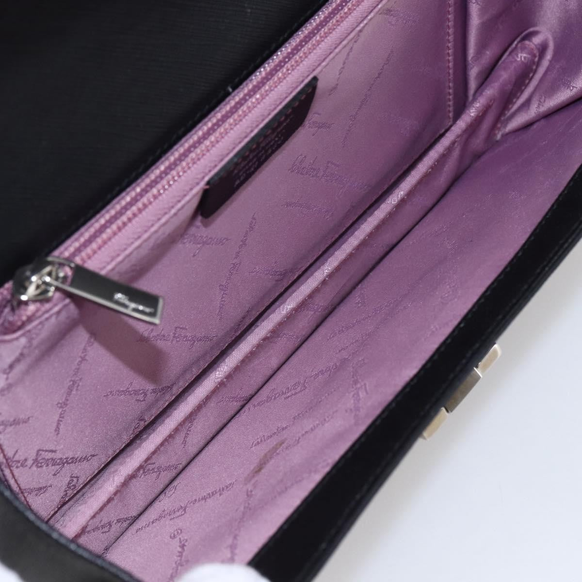 Salvatore Ferragamo Gancini handbag Leather, BLACK, LEATHER, Shoulder bag