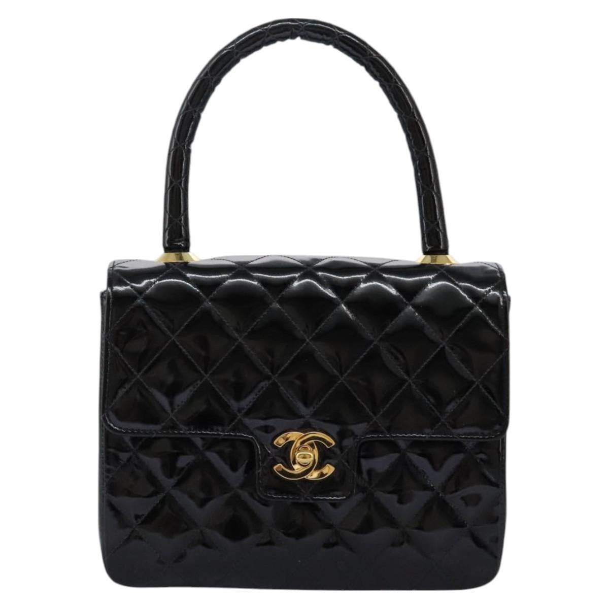 Chanel CC Turnlock Top Handle Flap Bag Patent leather, BLACK, PATENT_LEATHER, Handbag