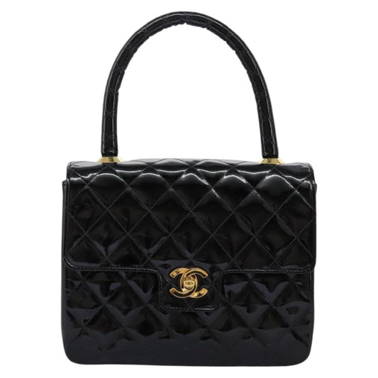 Chanel CC Turnlock Top Handle Flap Bag Patent leather, BLACK, PATENT_LEATHER, Handbag