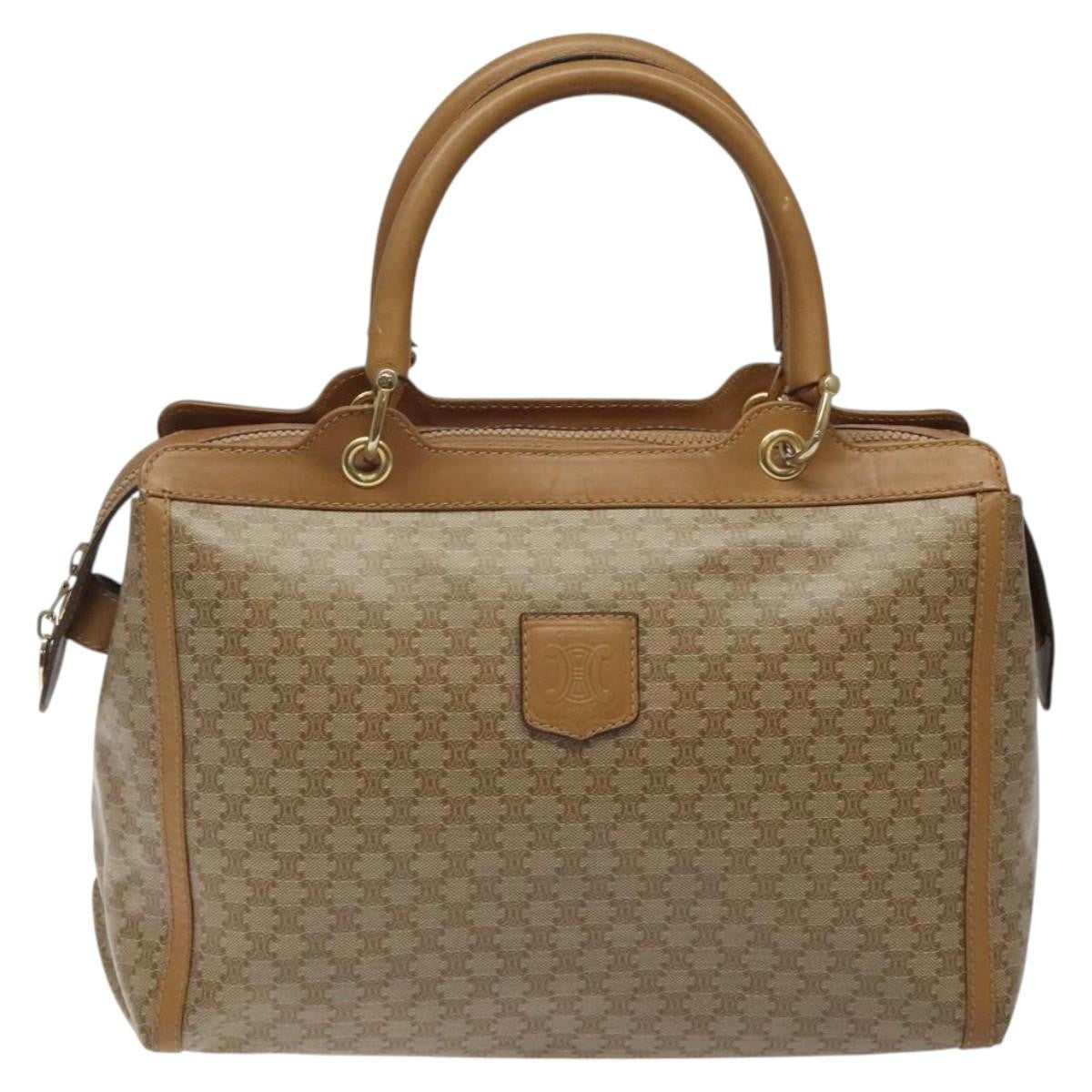 Celine Macadam Handbag Macadam with leather, BEIGE, CANVAS, Handbag