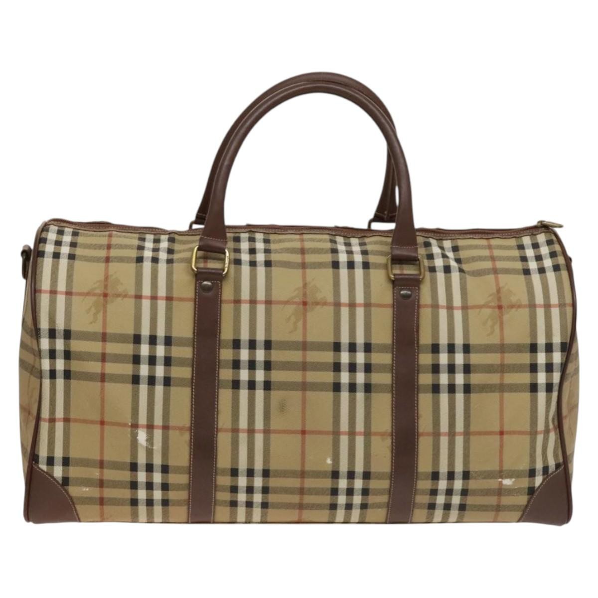 Burberry Nova check boston bag Canvas, Beige, PVC, Travel Bag