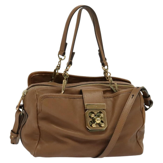Chloe Elsie Satchel Leather, BROWN, LEATHER, Handbag