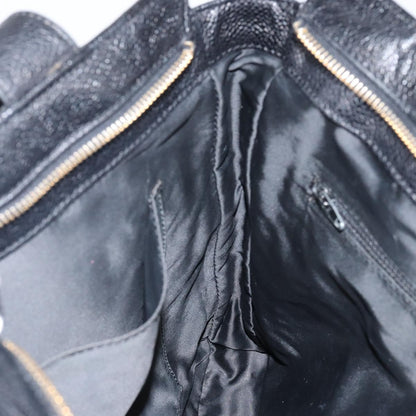 Chanel Vintage Logo Tote Caviar, BLACK, LEATHER, Tote bag