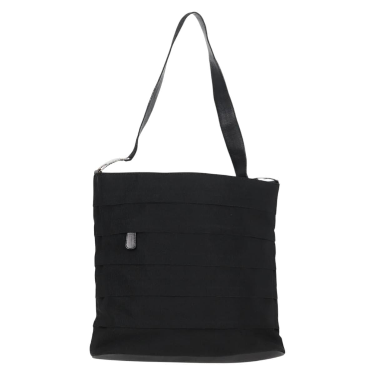 Salvatore Ferragamo Vala Shoulder Bag Nylon, BLACK, CANVAS, Shoulder bag