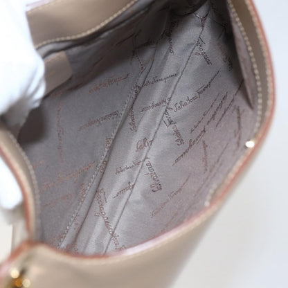 Salvatore Ferragamo Gancini Shoulder Bag Leather, BEIGE, LEATHER, Shoulder bag