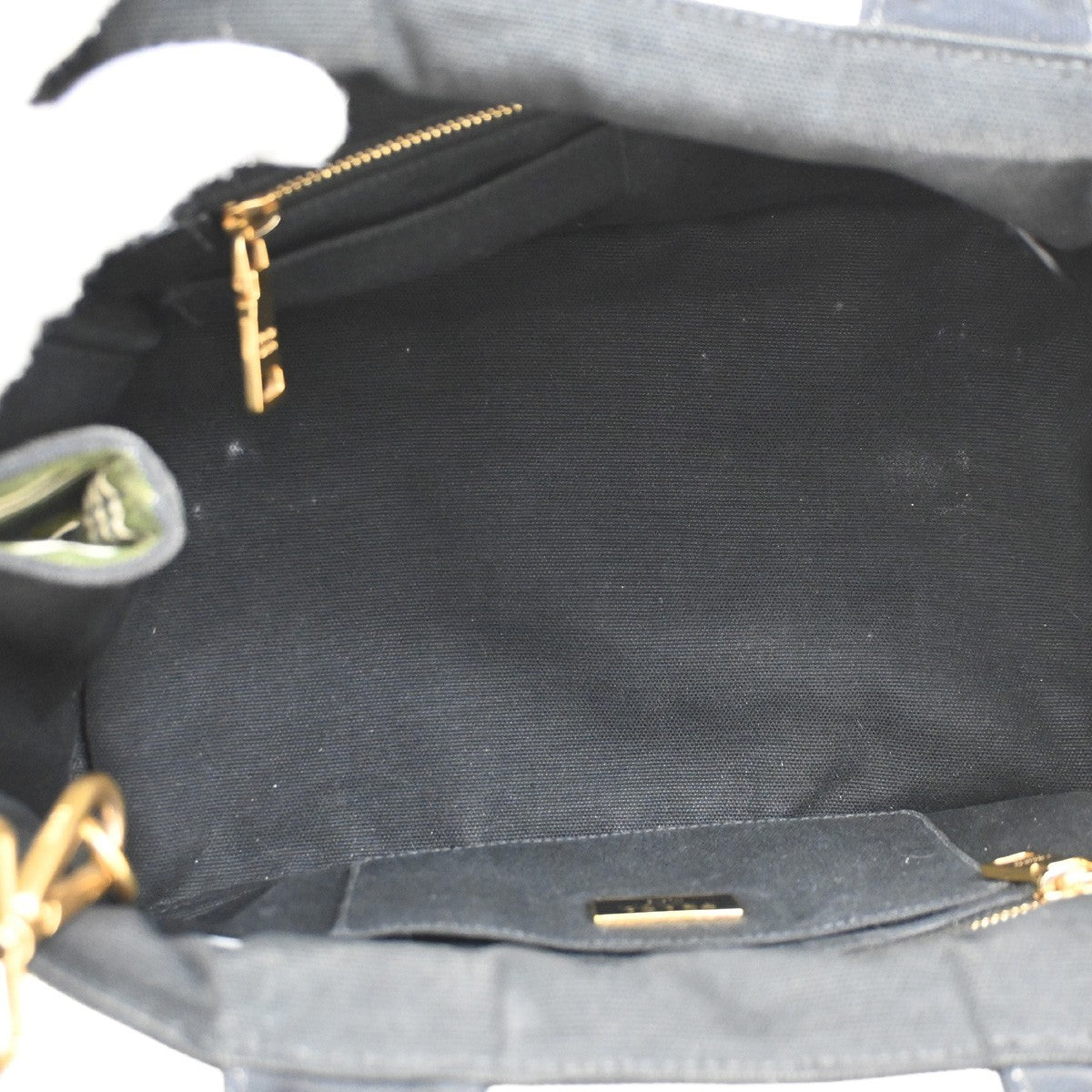 Prada Canapa Open Tote Canvas, GREEN, CANVAS, Handbag