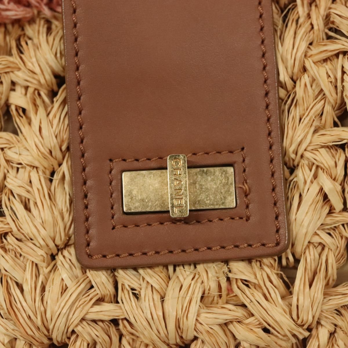 Chanel Mademoiselle Lock Tote Woven Straw, BEIGE, LEATHER, Shoulder bag