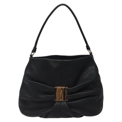 Salvatore Ferragamo Miss Vara Giusy Hobo Leather, BLACK, LEATHER, Shoulder bag