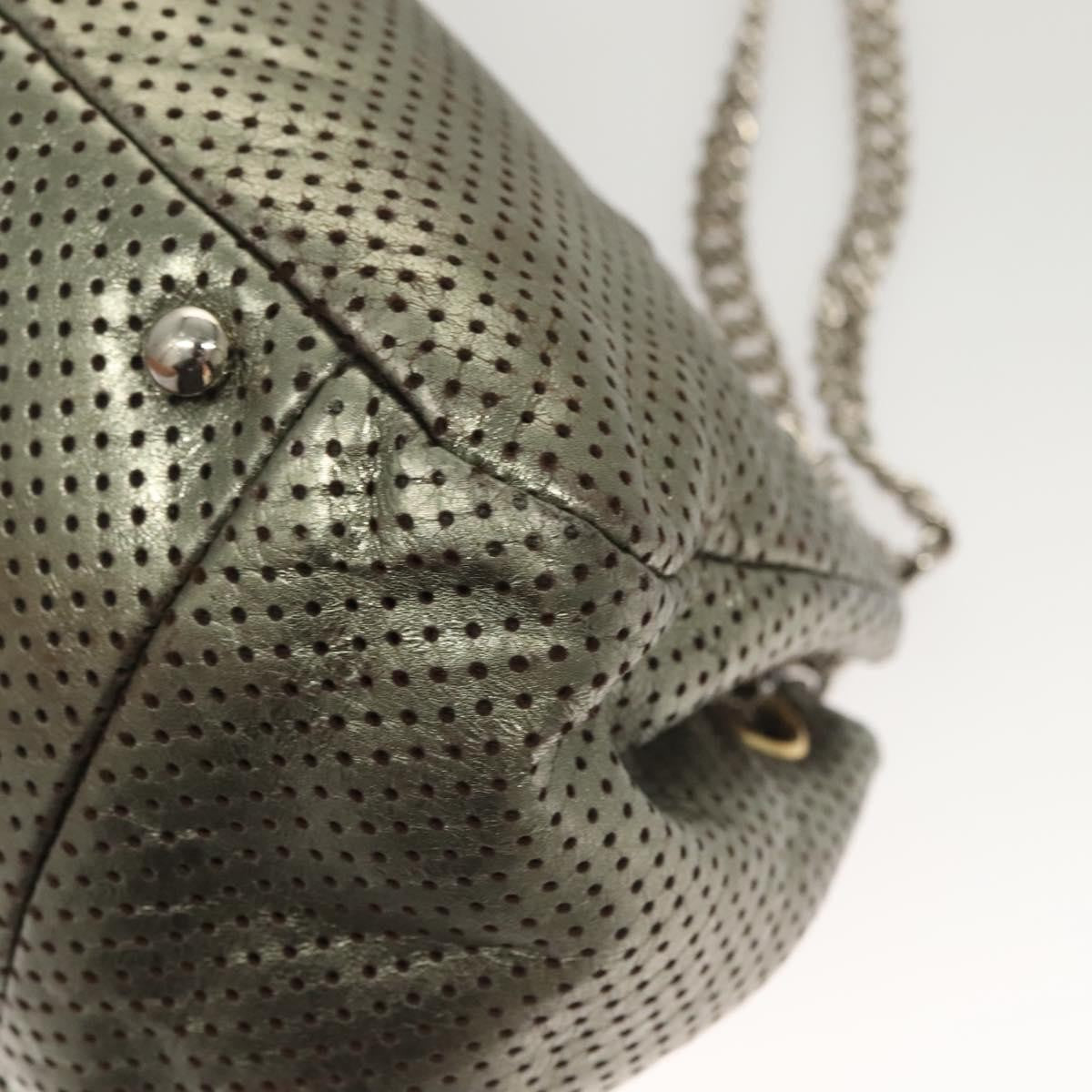 Chanel Drill Flap Bag Perforated Leather, SILVER, LEATHER, Shoulder bag