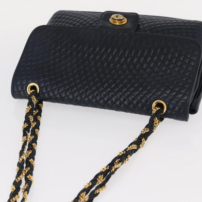 Bally Vintage Shoulder Bag Leather, NAVY, LEATHER, Shoulder bag