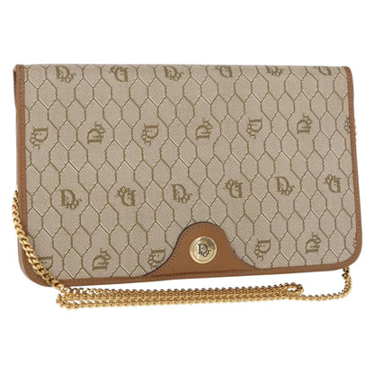 Christian Dior Vintage Honeycomb chain Canvas, BEIGE, CANVAS, Shoulder bag