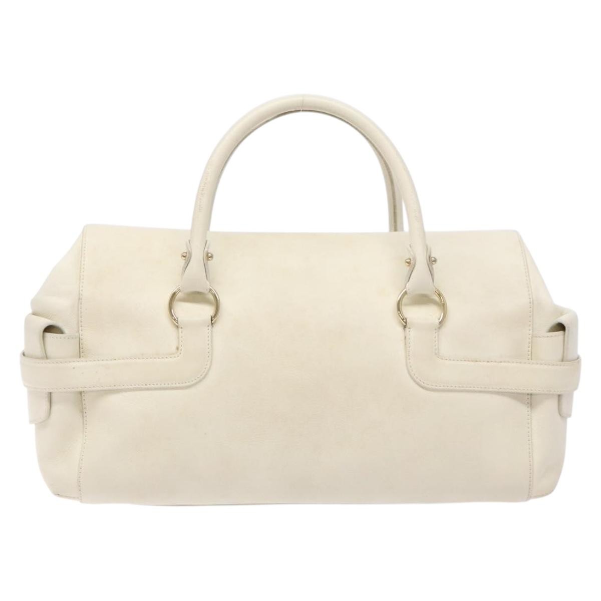 Salvatore Ferragamo Gancini top handle Leather, WHITE, LEATHER, Tote bag