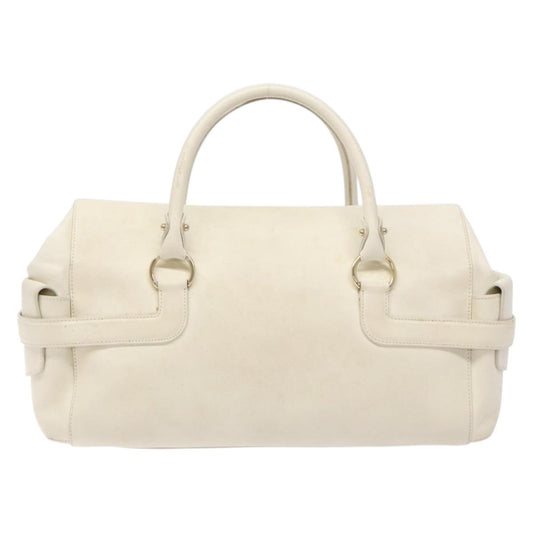 Salvatore Ferragamo Gancini top handle Leather, WHITE, LEATHER, Tote bag