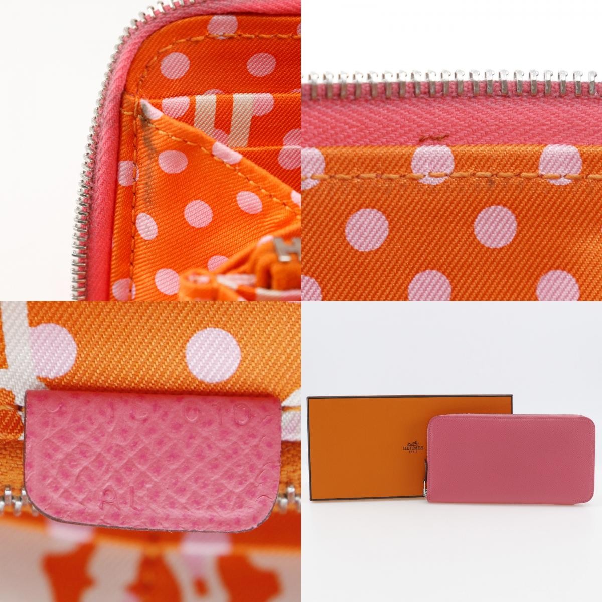 Hermes Azap Zip Around Wallet Epsom, PINK, LEATHER, Wallets