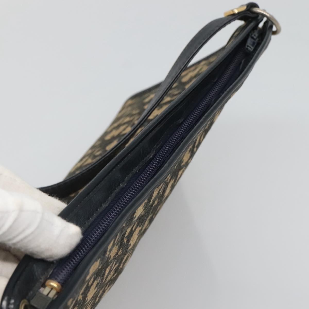 Christian Dior Vintage Trotter Shoulder Bag Canvas, NAVY, CANVAS, Shoulder bag