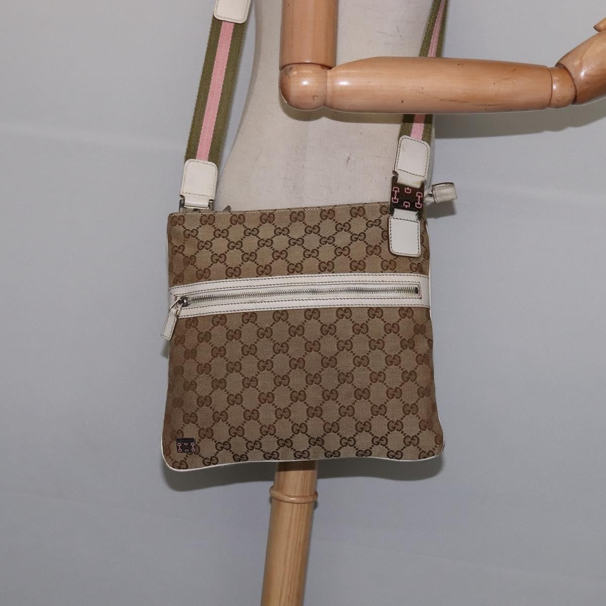 Gucci Flat Messenger Bag GG Canvas, BEIGE, CANVAS, Shoulder bag