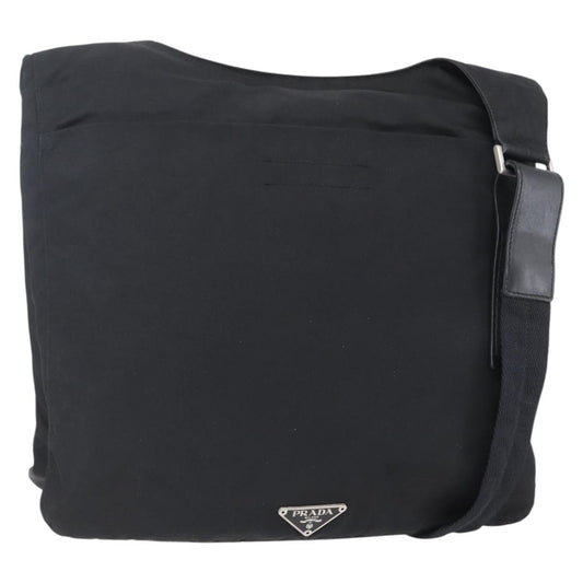 Prada Zip Messenger Quilted Tessuto, BLACK, NYLON, Shoulder bag