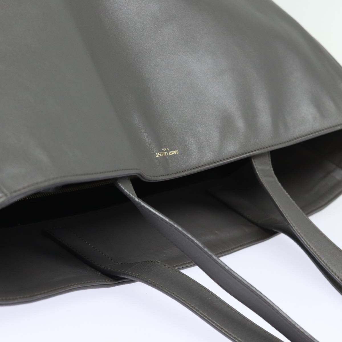 Saint Laurent Shopper Tote Leather, GRAY, LEATHER, Tote bag
