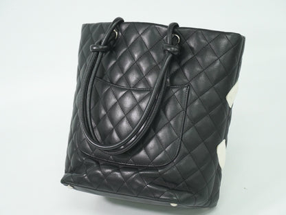 Chanel Cambon Tote Quilted Leather, BLACK, LEATHER, Tote bag